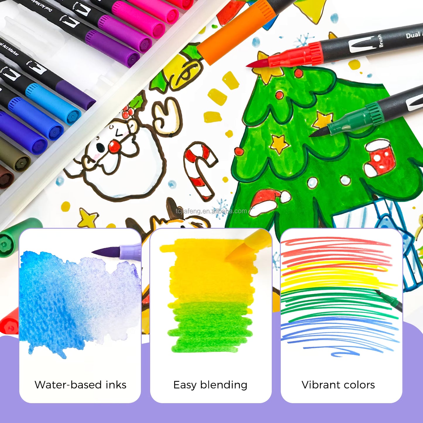 Artecho Dual-Tip Watercolour Brush Pens Set - 120 Colours - 0.4-2mm Line Width