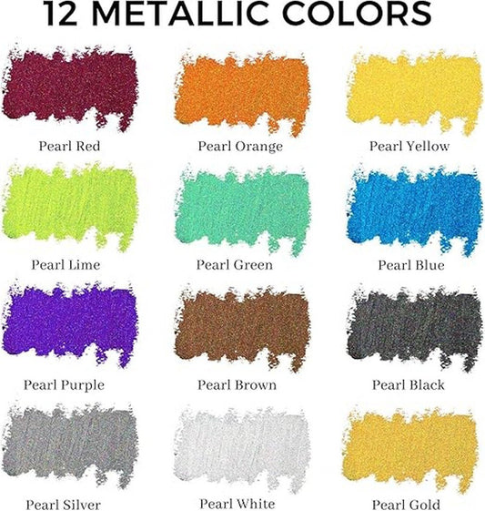 Artecho Soft Oil Pastel Set - 12 Metallic Colours - Lifespace