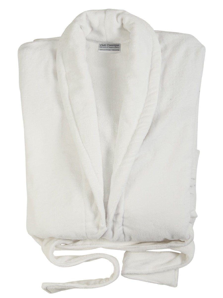 Club Classique Unisex Pure Cotton Velour Collared Bathrobes - Various Sizes and Colours - Lifespace