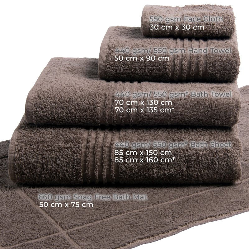 Grace Hospitality Nortex 440gsm and 550gsm Snag - Free Knitted Towel Range and 660gsm Bath Mats - Various Sizes and Colours - Lifespace