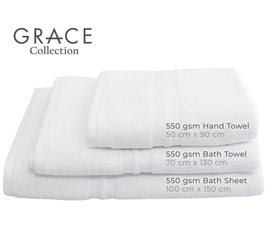 Grace Hospitality Woven 550gsm Towel Range by Club Classique - Various Sizes and Colours - Lifespace