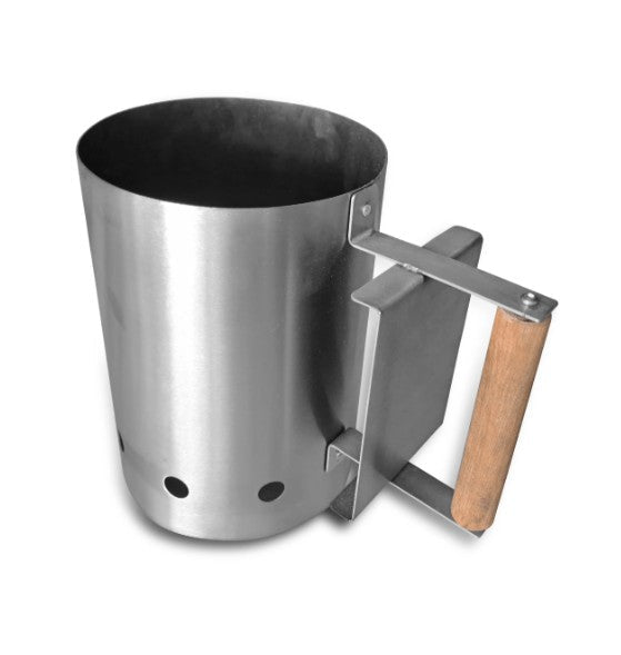 Home Fires 430 Stainless Steel Charcoal Maker with wooden handle. - Lifespace