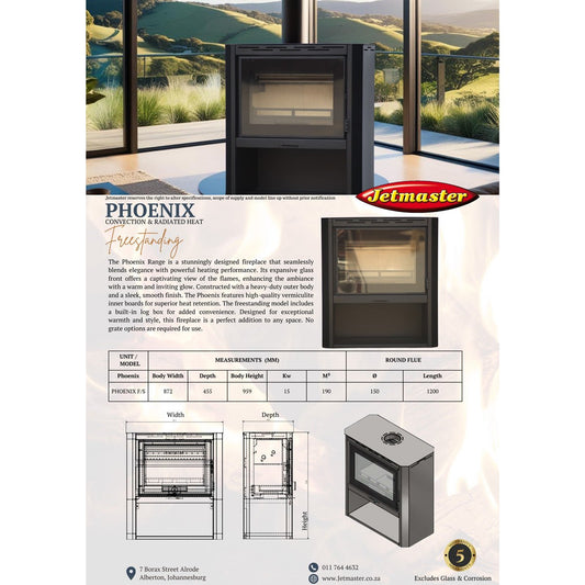 Jetmaster Phoenix Range Slow Combustion Fireplace - Built - In or Freestanding options - Lifespace