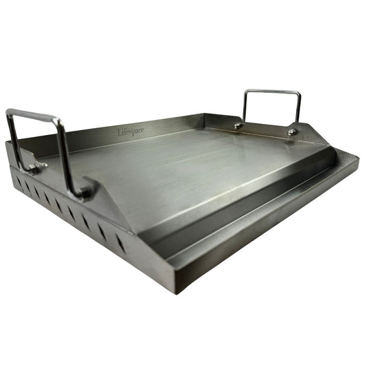 Lifespace 45cm Stainless Steel BBQ Flat Top Griddle + Stainless Steel Cleaner 400ml Bundle - Lifespace