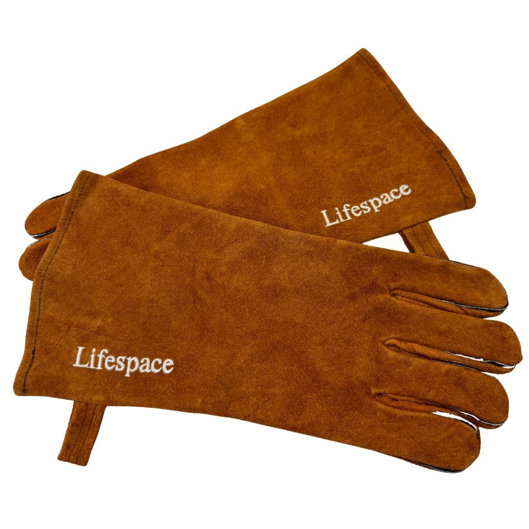 Lifespace Brown Leather Braai Gloves lined for extra comfort