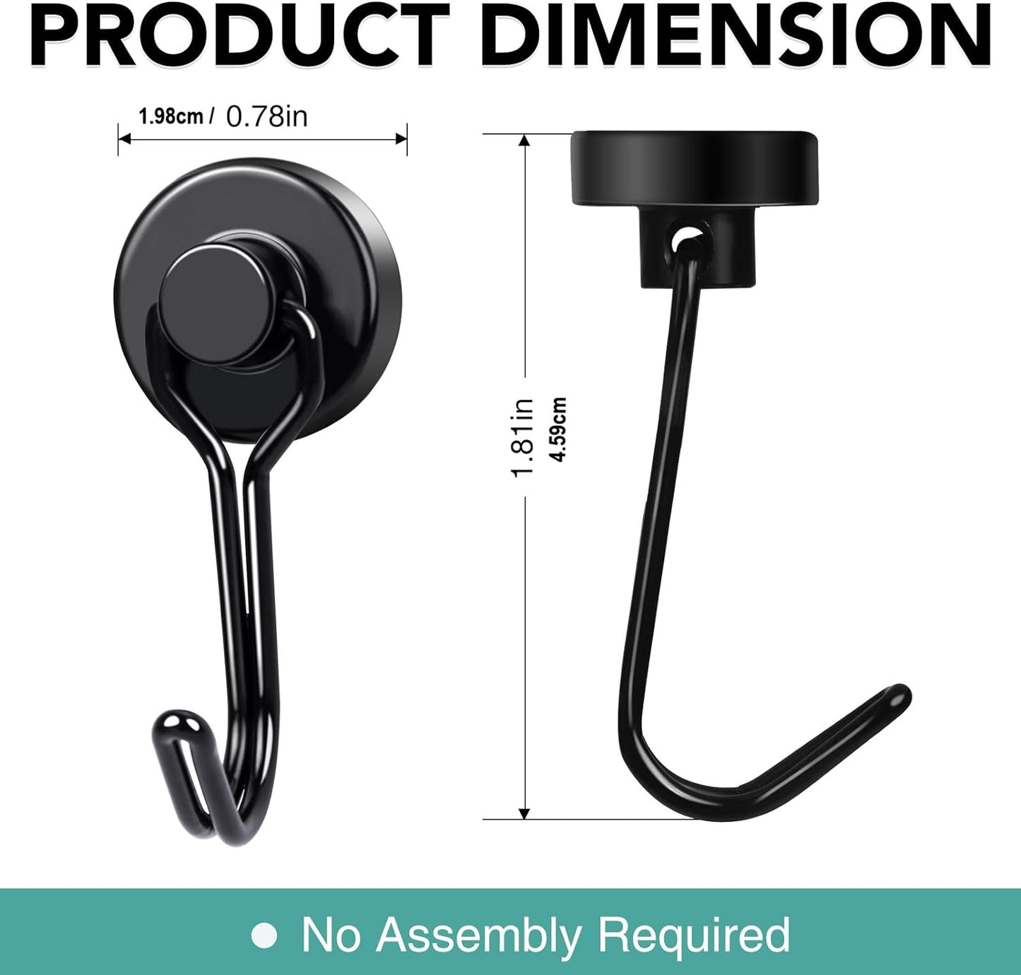 Lifespace Heavy Duty Magnetic Utility Hooks - 4 pack