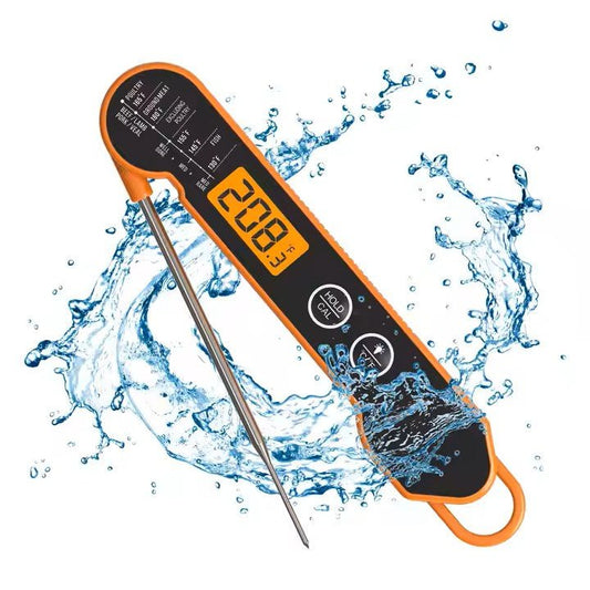 Lifespace Instant Read Waterproof Folding Meat Thermometer - Orange & Black - Lifespace