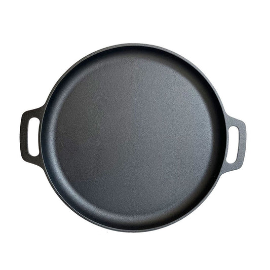Lifespace Round Flat Cast Iron Grill Pan - 35cm + Potjie Clean & Care Kit Bundle - Lifespace