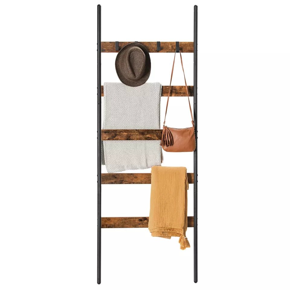 Lifespace Rustic Industrial Blanket & Towel Ladder Rail with Hooks