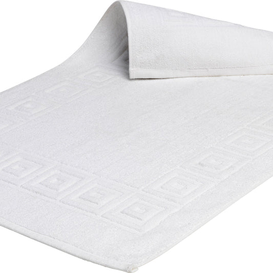 Terry Lustre 525gms and 680gsm Grecian Key Bath Mats – Various Colours - Lifespace