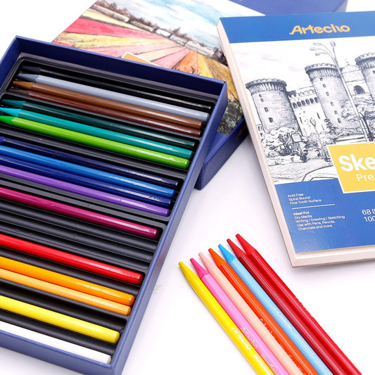 Artecho Premium Watercolour 24 Pencil Set & 50 Page Sketch Pad - Lifespace
