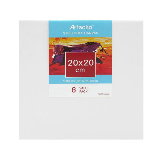 Artecho Stretched Canvas 6 Set Value Pack White - 20cm x 20cm - Lifespace