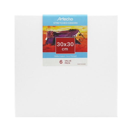Artecho Stretched Canvas 6 Set Value Pack White - 30cm x 30cm - Lifespace