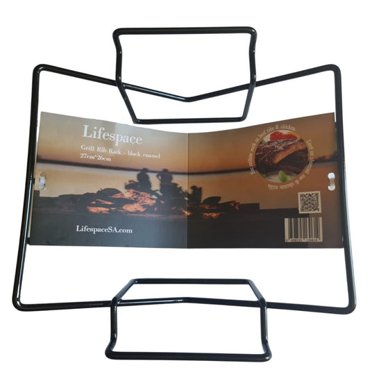 Lifespace 2 in 1 Rib Roast Rack - Black Porcelain Enamel - Lifespace