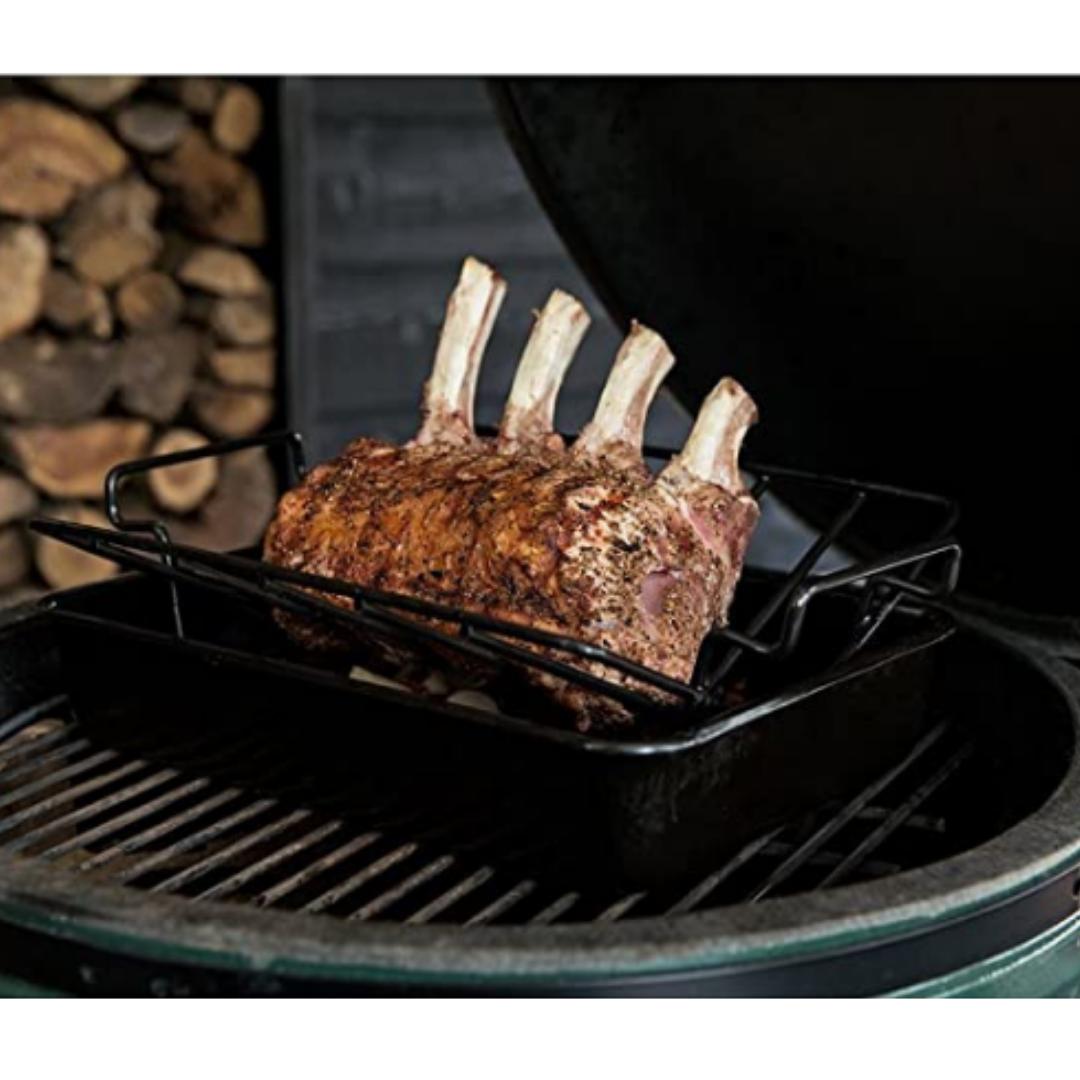 Lifespace 2 in 1 Rib Roast Rack - Black Porcelain Enamel - Lifespace