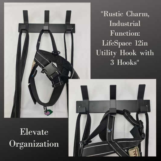 Lifespace 300mm Rustic Industrial Bespoke Utility Hook - 3 hooks - Lifespace