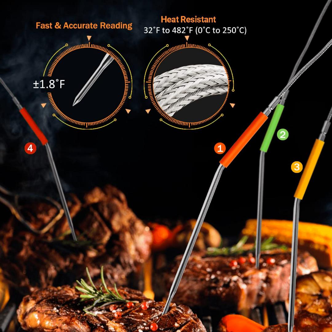 Lifespace 4 Probe Wireless Thermometer - Orange - Lifespace