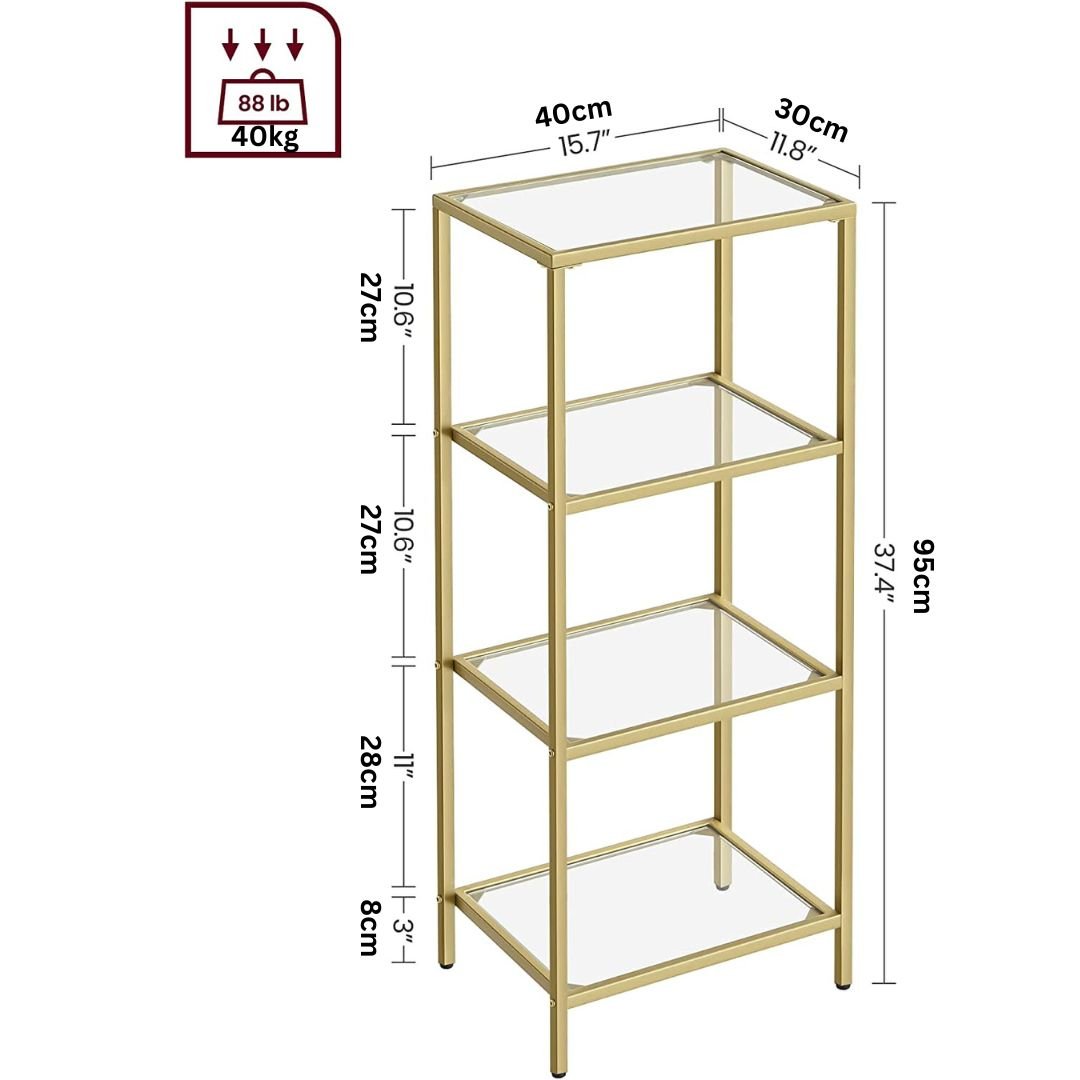 Lifespace 4-tier Storage Shelf Rack with Gold Frame - Lifespace