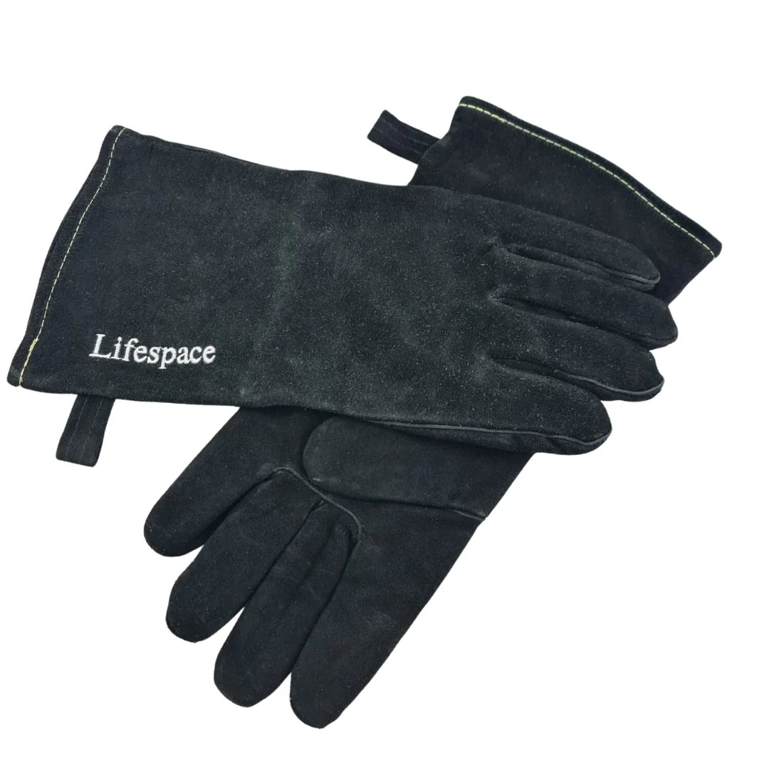 Lifespace Black Leather Braai Gloves - lined for extra comfort. EXCELLENT QUALITY! - Lifespace