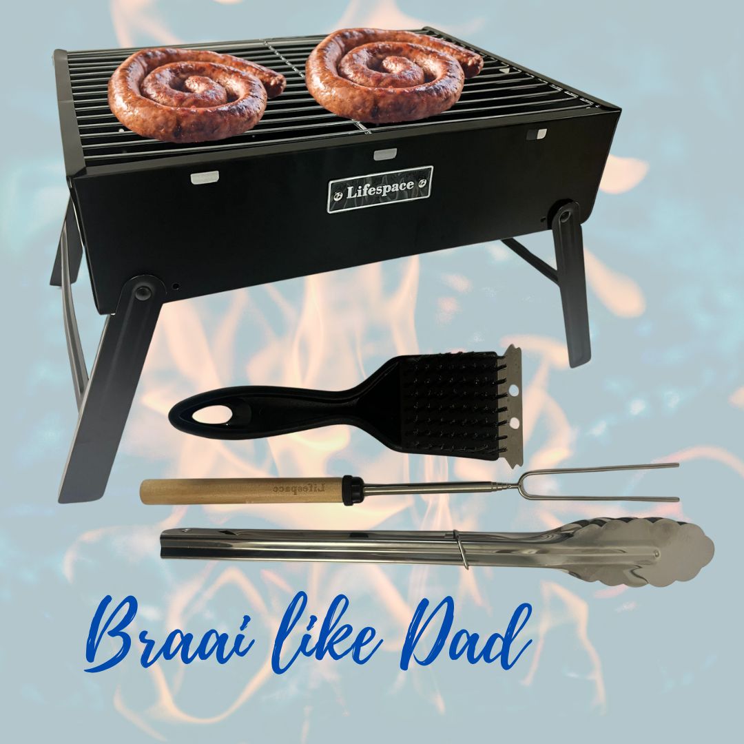 Lifespace 'Braai Like Dad' Kiddies Charcoal Grill with Accessories - Junior Grillmaster Adventure Kit - Lifespace