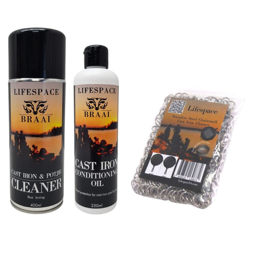 Lifespace Cast Iron Potjie Clean & Care Kit - Lifespace