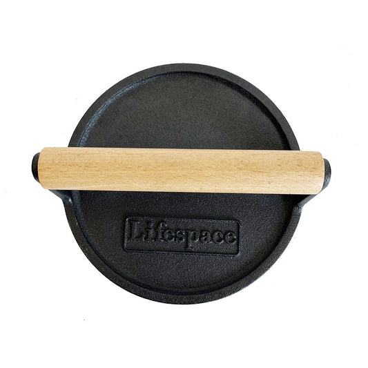 Lifespace Cast Iron Smash Burger Press - Round - Lifespace