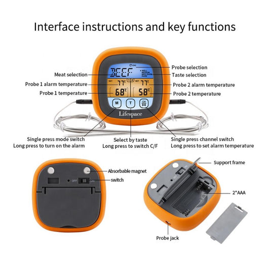 Lifespace Dual Probe Touch Screen Thermometer - New & Improved! - Lifespace