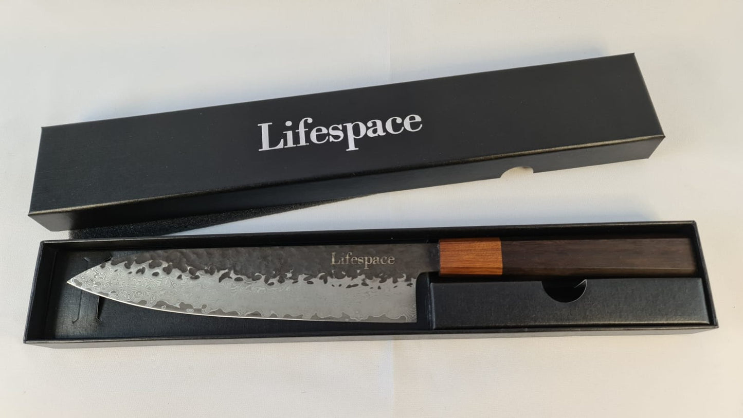 Lifespace Hand Forged Japanese vg10 Damascus Bunka Chef Knife in Gift Box - Lifespace
