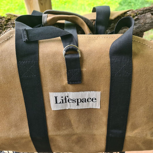 Lifespace Heavy Duty Canvas Firewood Log Carrier Bag with Handles - Lifespace
