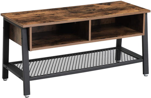 Lifespace Living Room Industrial Style Brown Wood Metal TV Stand Cabinet - Lifespace