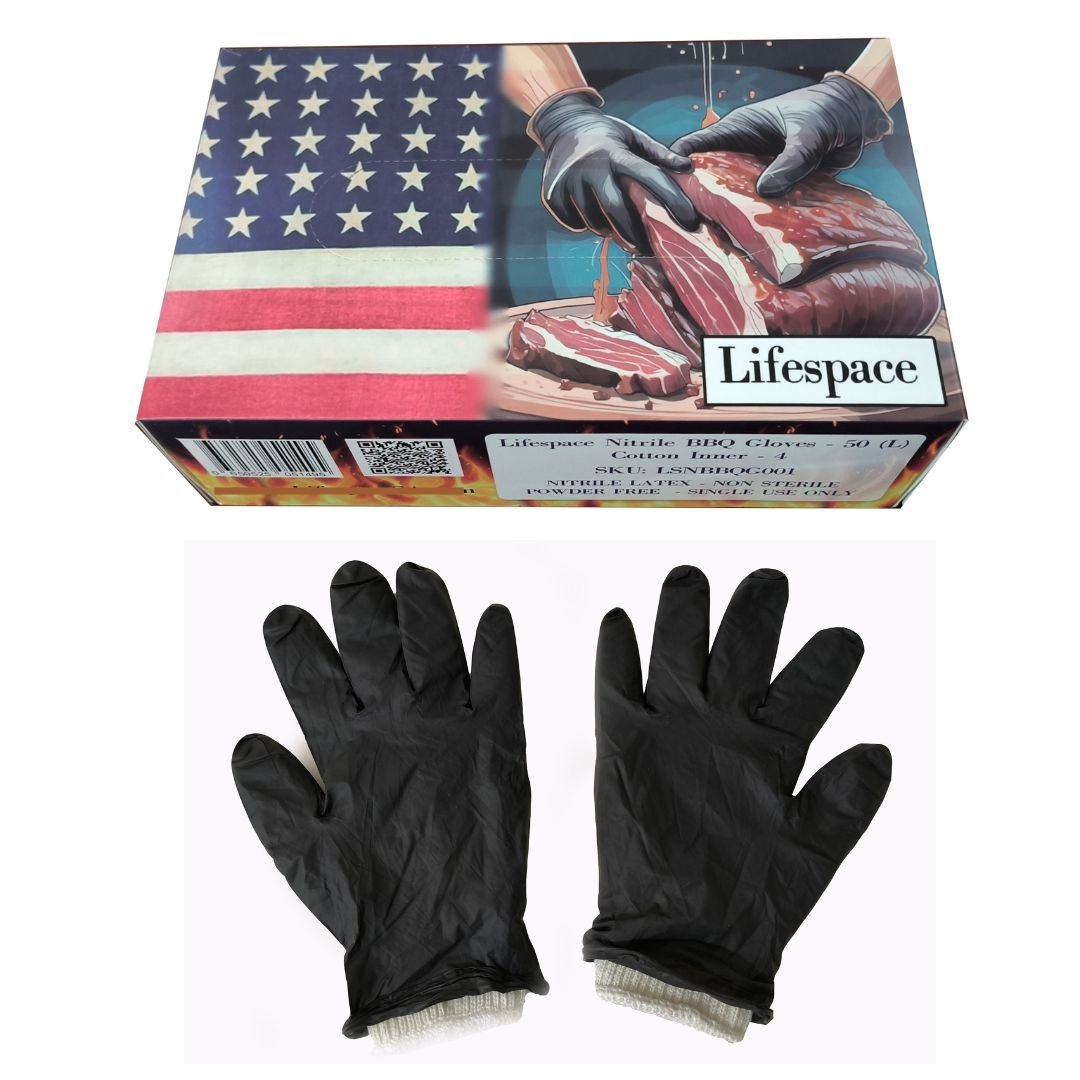 Lifespace Nitrile BBQ Gloves with Cotton Inner - Lifespace