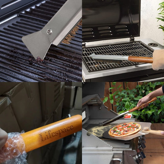 Lifespace Pizza Stone Cleaning Brush with Scraper - Lifespace