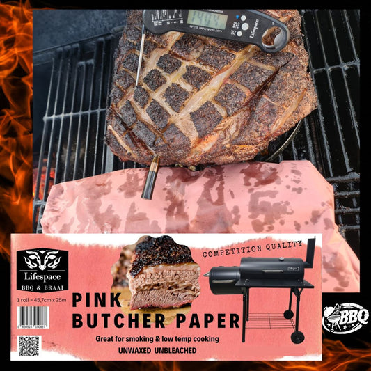 Lifespace Premium BBQ Pink Butcher Paper - Competition Quality - 25m roll - Lifespace