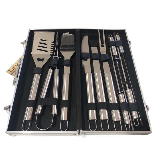 Lifespace Quality 11-Piece Braai & BBQ Tool Kit - Great Gift! - Lifespace