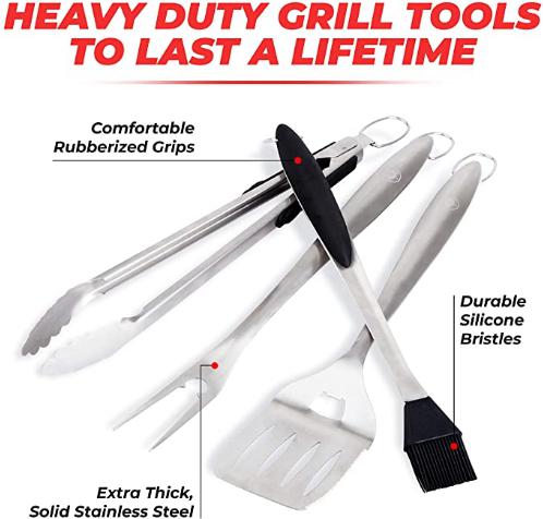 Lifespace Quality Heavy Duty BBQ Braai 4-Piece Tool Set - Lifespace