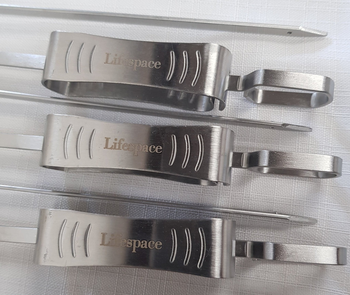 Lifespace Quality Set of 6 Stainless Steel Flat Kebab Skewers with Push Bar - Lifespace