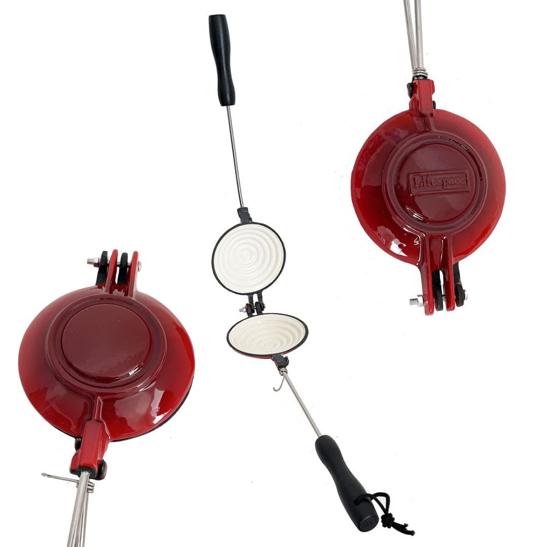 Lifespace Red Enamel Cast Iron Jaffle Irons - 2 pack - Lifespace