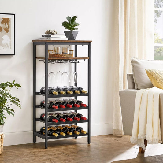 Lifespace Rustic Industrial 20 Bottle Wine Rack - Lifespace