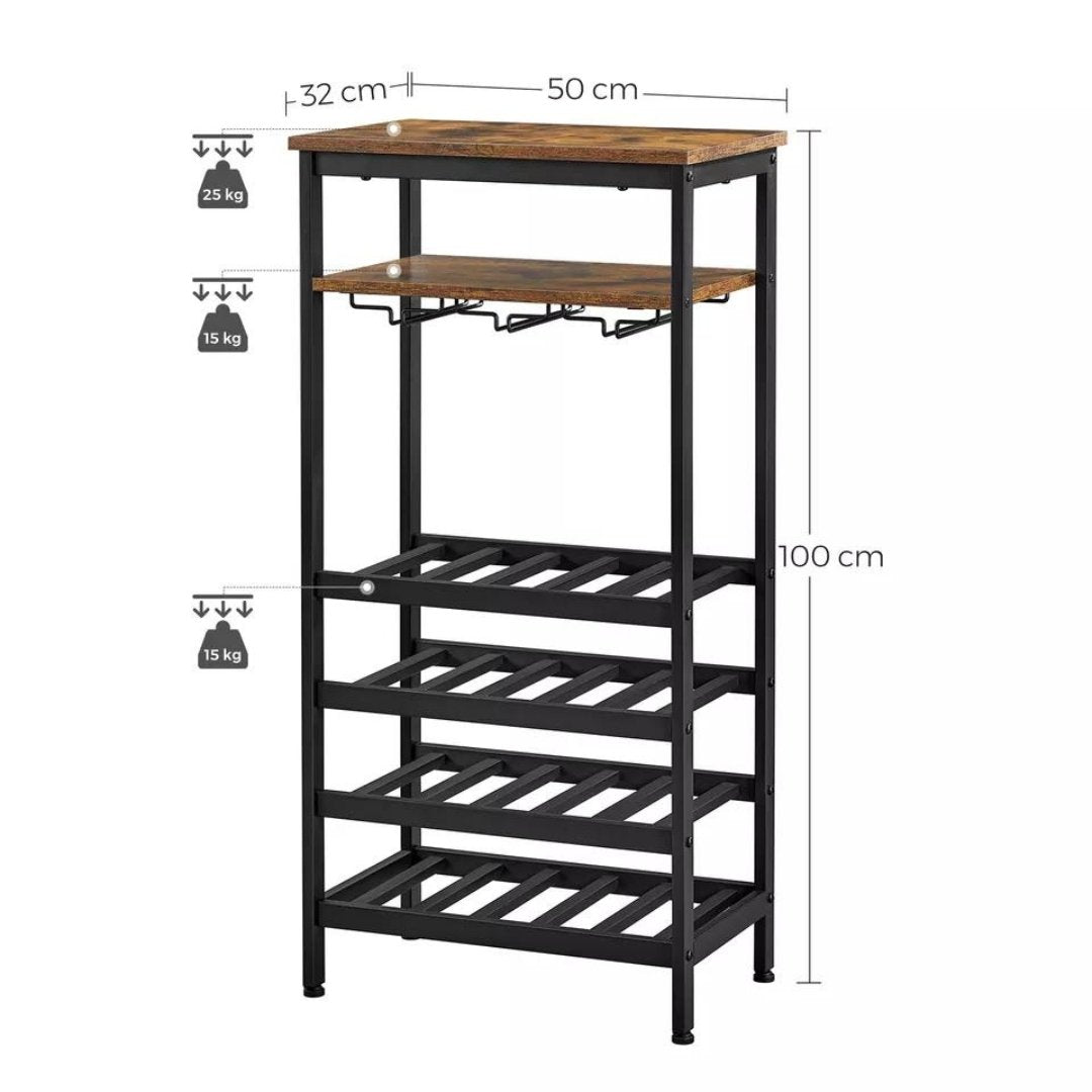 Lifespace Rustic Industrial 20 Bottle Wine Rack - Lifespace