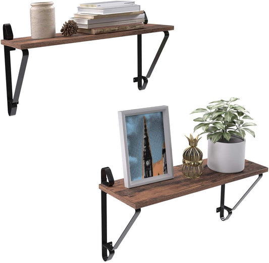 Lifespace Rustic Industrial Floating Display Shelf Set - 2 shelves - Lifespace