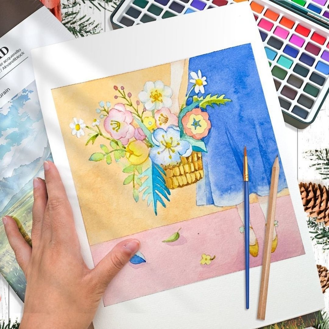 Artecho Professional A3 Watercolour Artists Pad with Watercolour Pen and Pencil - 40 Sheets