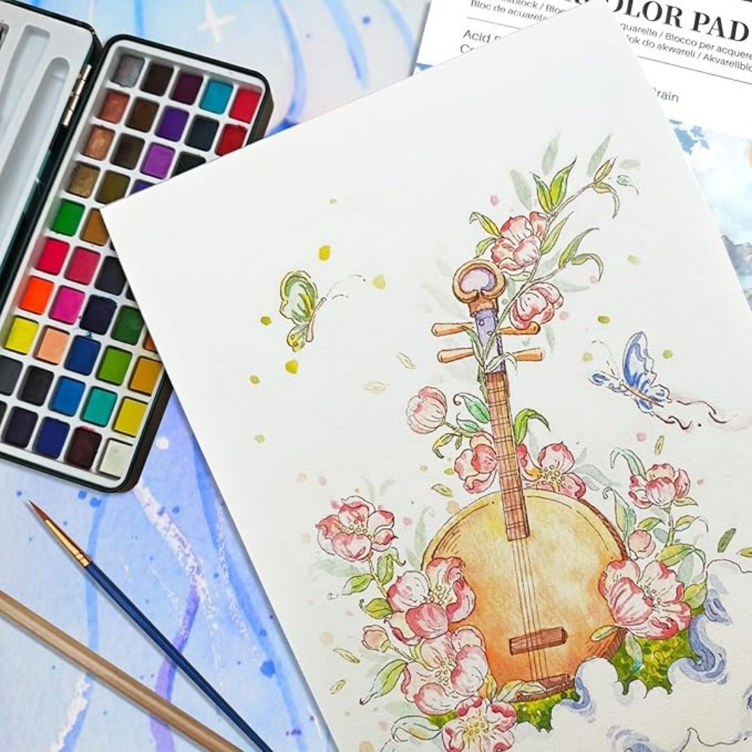 Artecho Professional A3 Watercolour Artists Pad with Watercolour Pen and Pencil - 40 Sheets