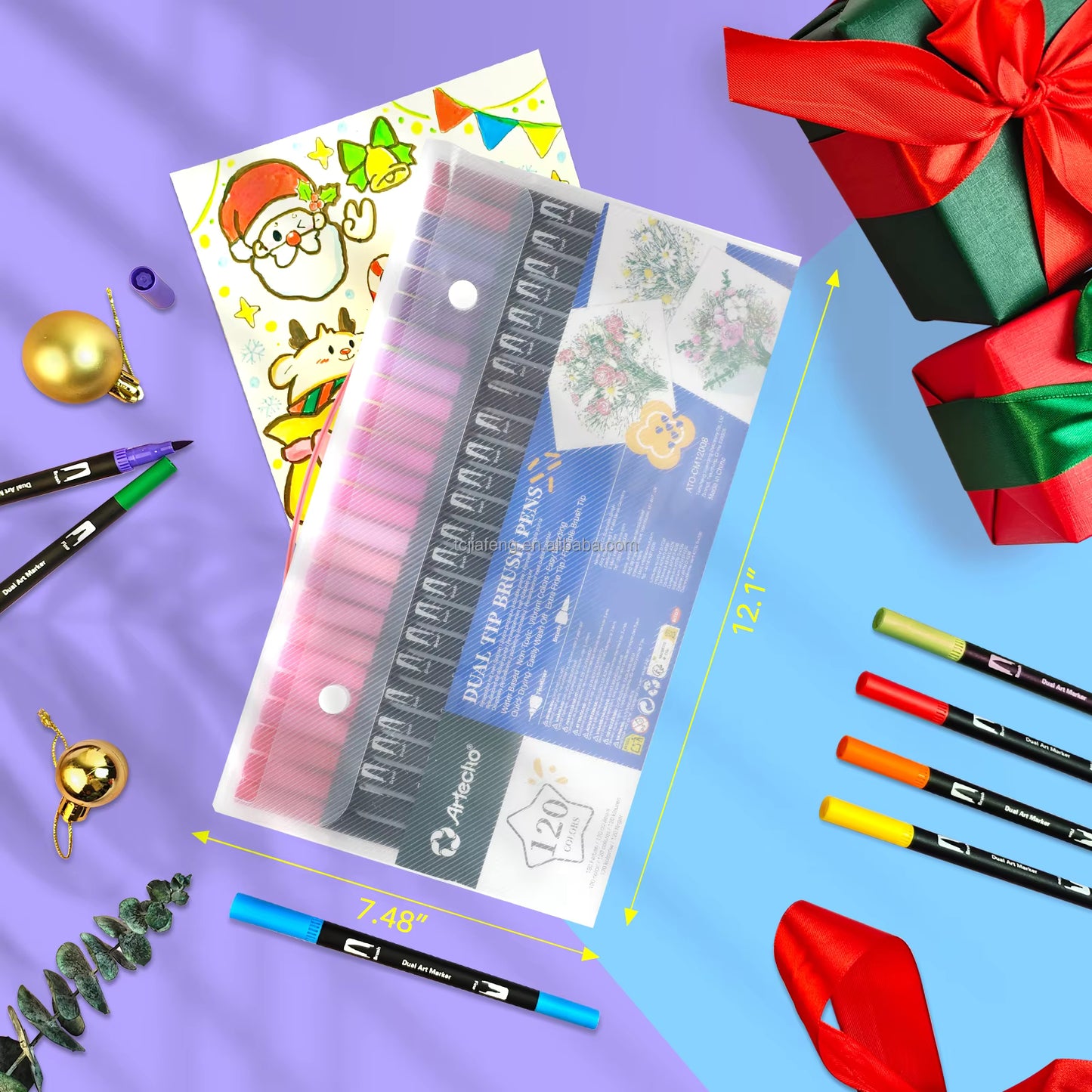 Artecho Dual-Tip Watercolour Brush Pens Set - 120 Colours - 0.4-2mm Line Width