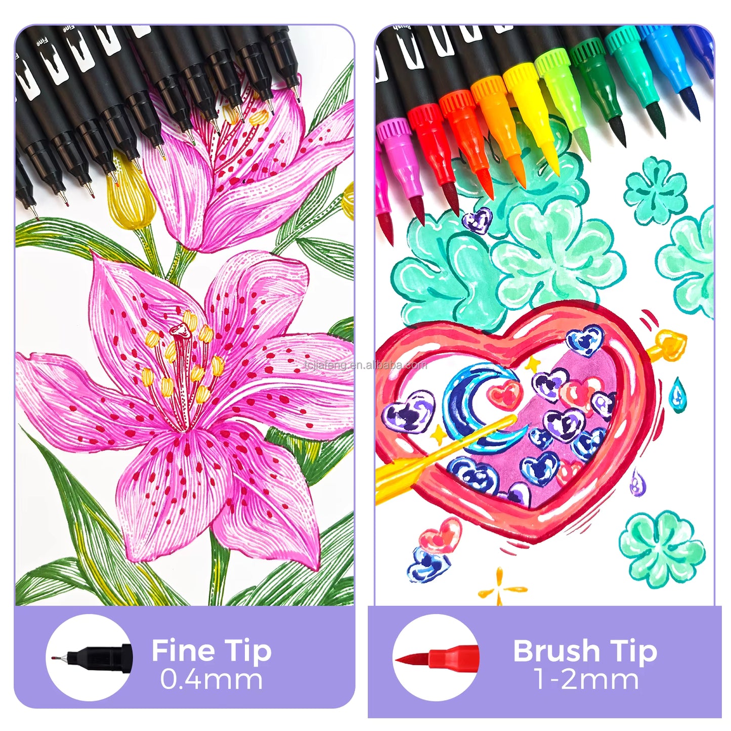 Artecho Dual-Tip Watercolour Brush Pens Set - 120 Colours - 0.4-2mm Line Width