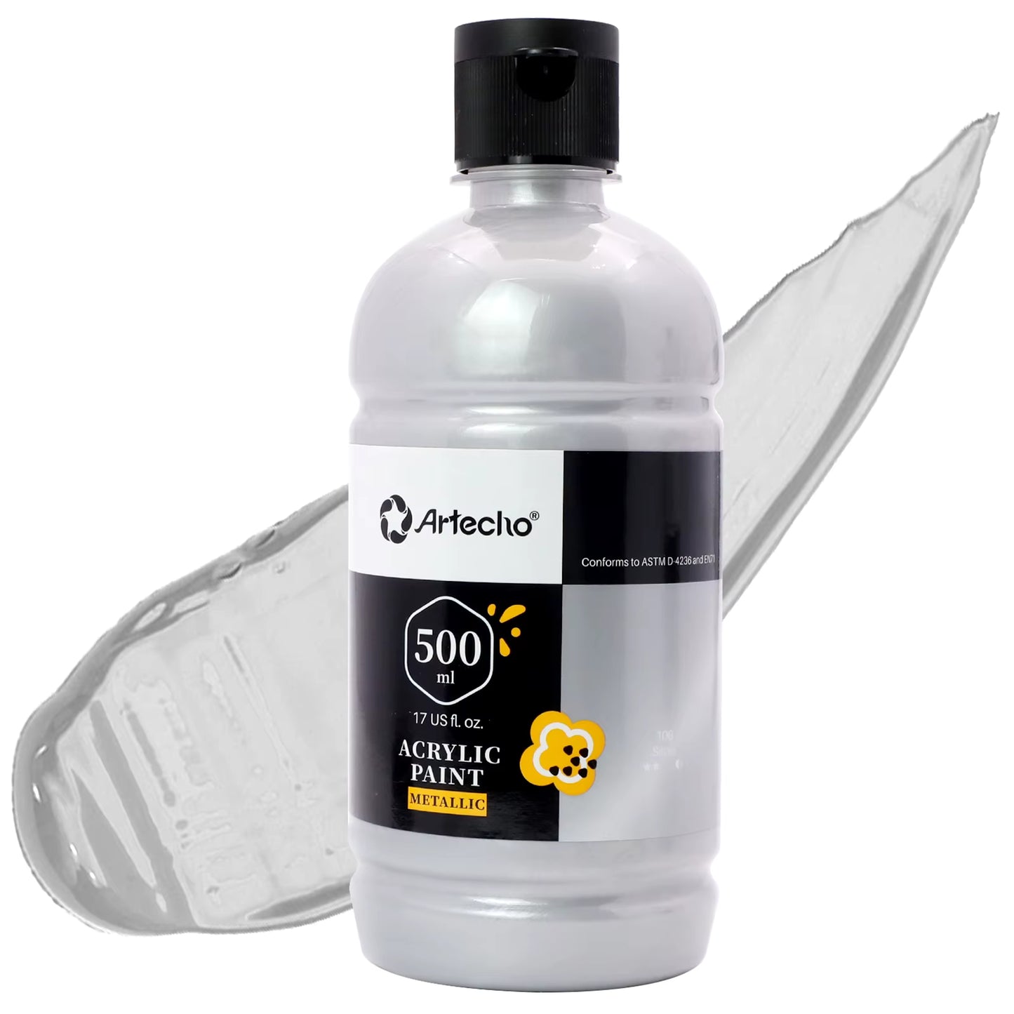 Artecho Acrylic Paint Metallic Silver - 500ml