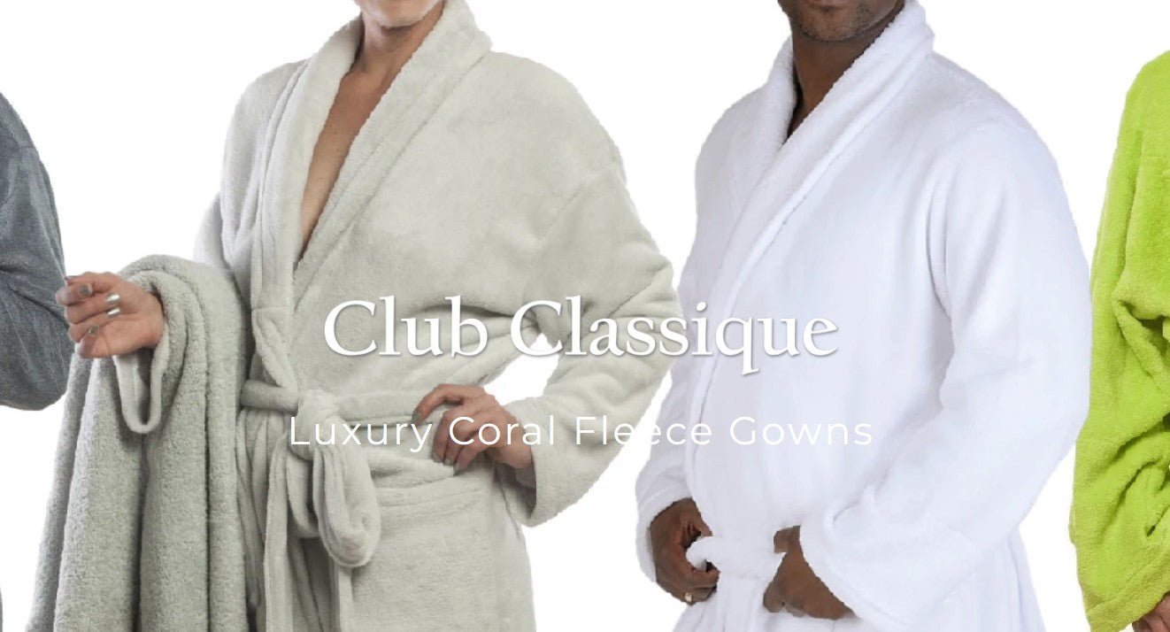 Club Classique Coral Fleece Collared Bathrobes - Various colours & Sizes