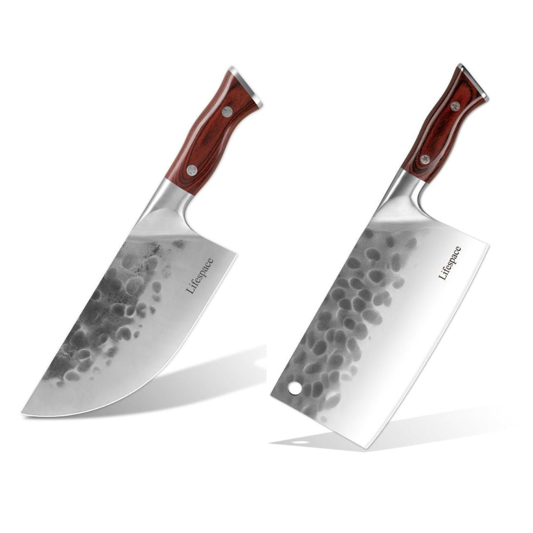 Lifespace Dual Cleaver Combo – Curved + Square Meat Cleaver Set