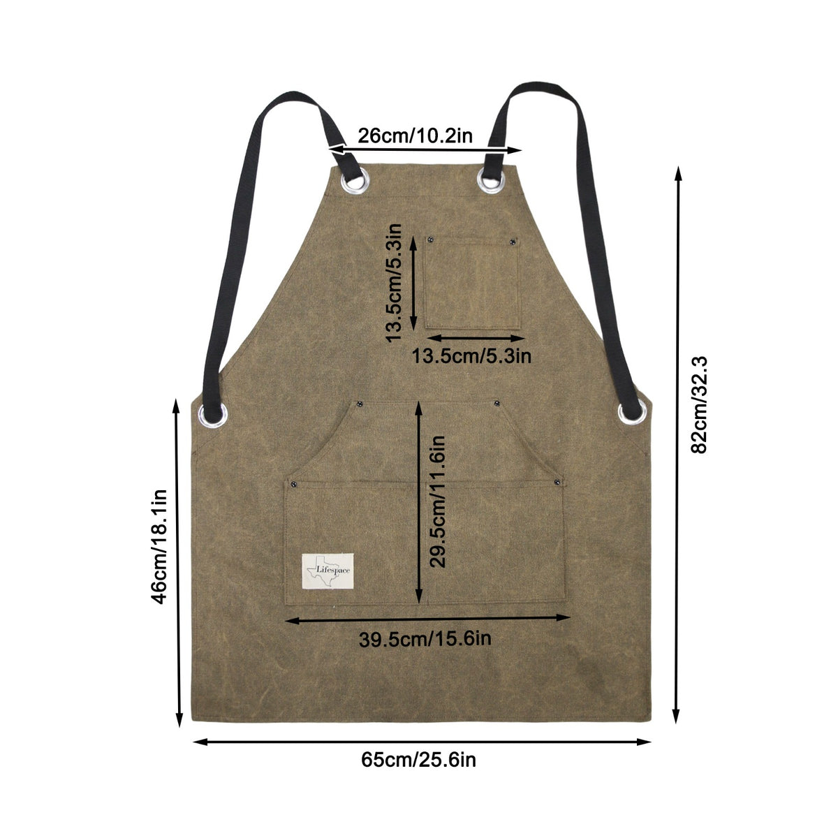 Lifespace Premium Khaki Wax Canvas BBQ Grill Work Apron with Pockets