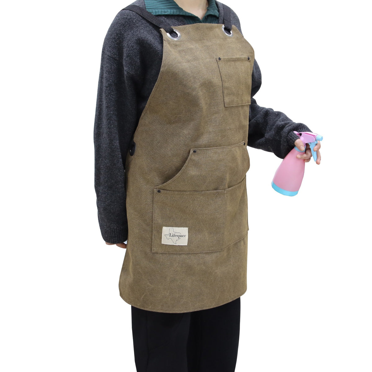 Lifespace Premium Khaki Wax Canvas BBQ Grill Work Apron with Pockets