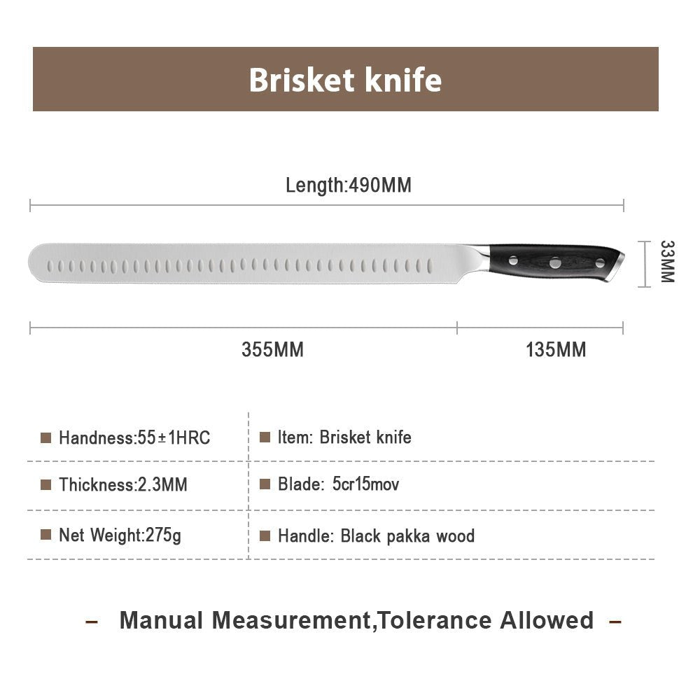 ARRIVING SOON! Lifespace BBQ Ham & Brisket Carving Knife - 355mm (14 Inch) Stainless Steel Blade - Lifespace